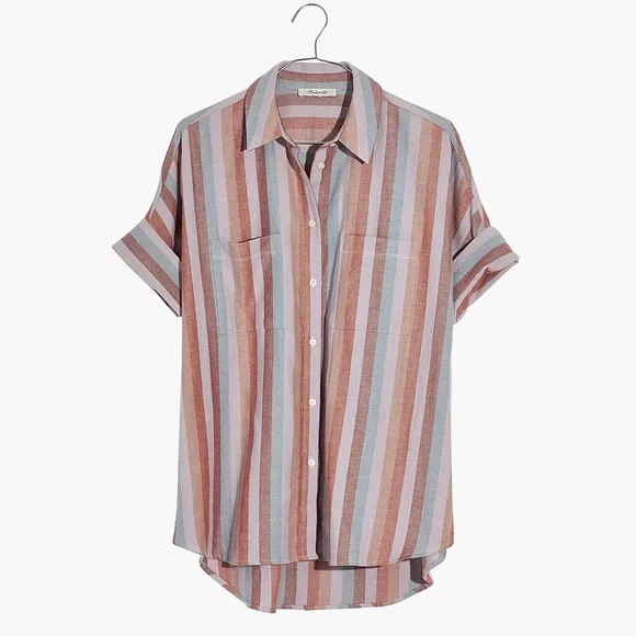 Madewell Flannel Courier Shirt in Sunrise Stripe - Picture 1 of 10